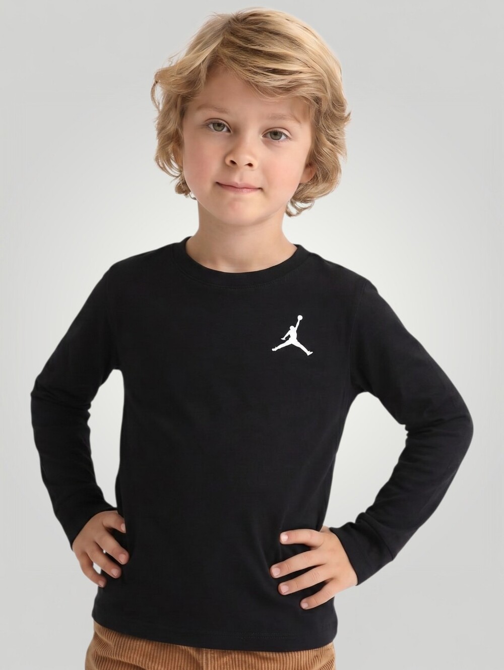 Air Jordan Boys Medium 10-12 Black Waffle Knit Thermal Long Sleeve Shirt Jumpman